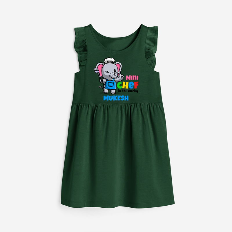 Aspiring Mini Chef Frock - BOTTLE GREEN - 0 - 6 Months Old (Chest 18")