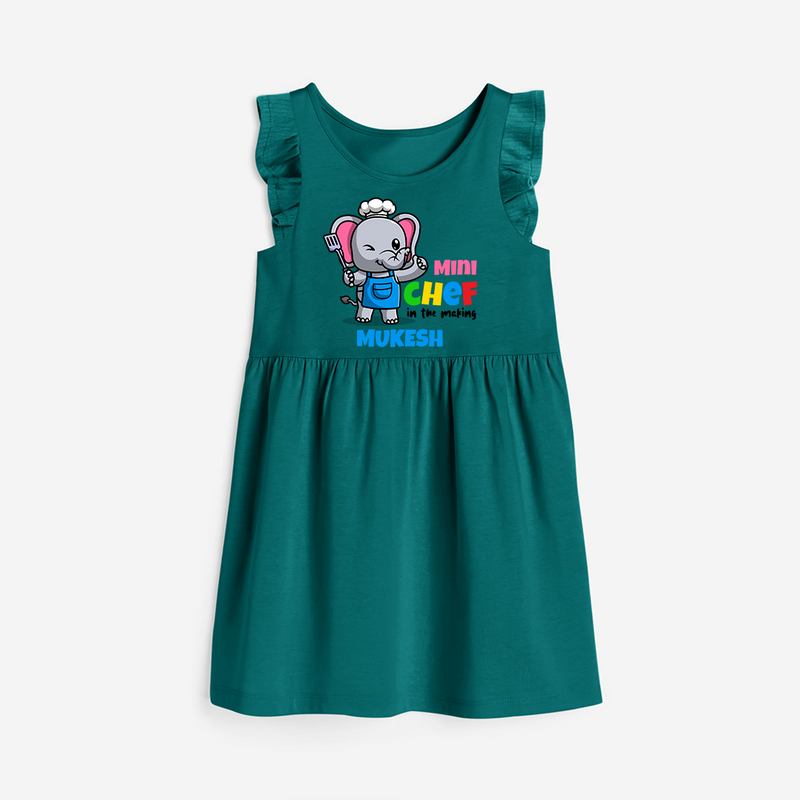 Aspiring Mini Chef Frock - MYRTLE GREEN - 0 - 6 Months Old (Chest 18")