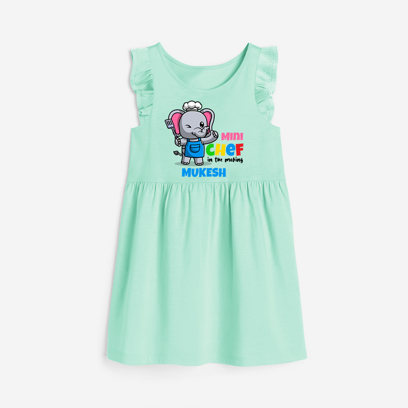 Aspiring Mini Chef Frock - TEAL GREEN - 0 - 6 Months Old (Chest 18")