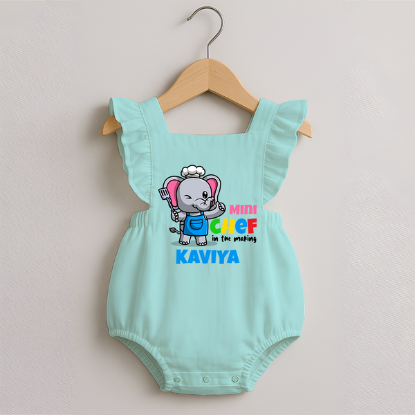 Future Chef Romper Frock | Soft Cotton Personalized Romper Frock - MINT GREEN - 0 - 3 Months Old (Chest 19")