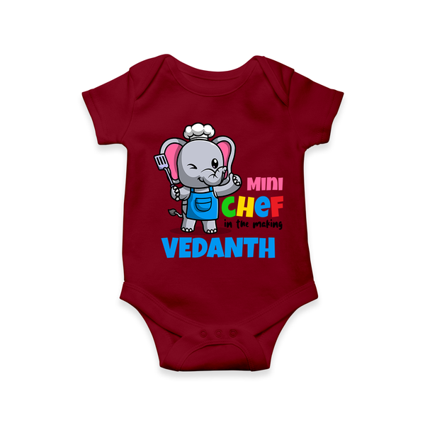 Aspiring Mini Chef Onesie - MAROON - 0 - 3 Months Old (Chest 16")