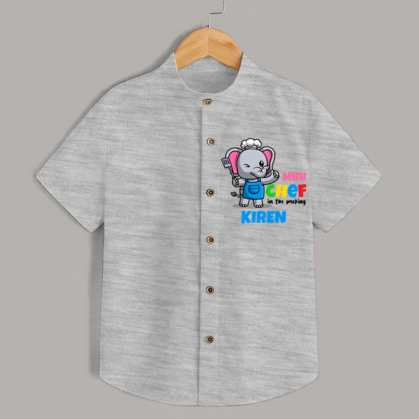 Future Chef Shirt | Soft Cotton Personalized Shirt - GREY - 0 - 6 Months Old (Chest 23")