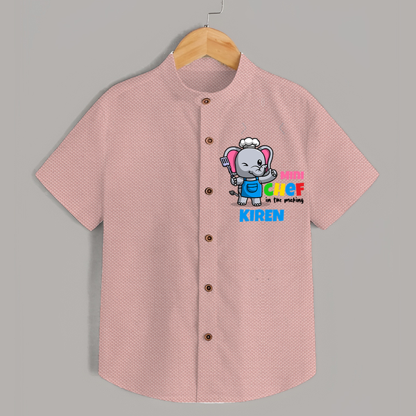 Future Chef Shirt | Soft Cotton Personalized Shirt - PEACH - 0 - 6 Months Old (Chest 23")