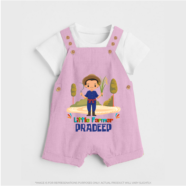 Future Farmer Dungaree Set | Profession-Themed Name Dungaree Set - BABY PINK - 0 - 5 Months Old (Chest 18")