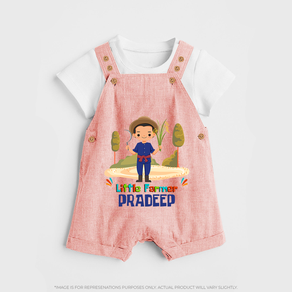 Future Farmer Dungaree Set | Profession-Themed Name Dungaree Set - PEACH - 0 - 5 Months Old (Chest 18")