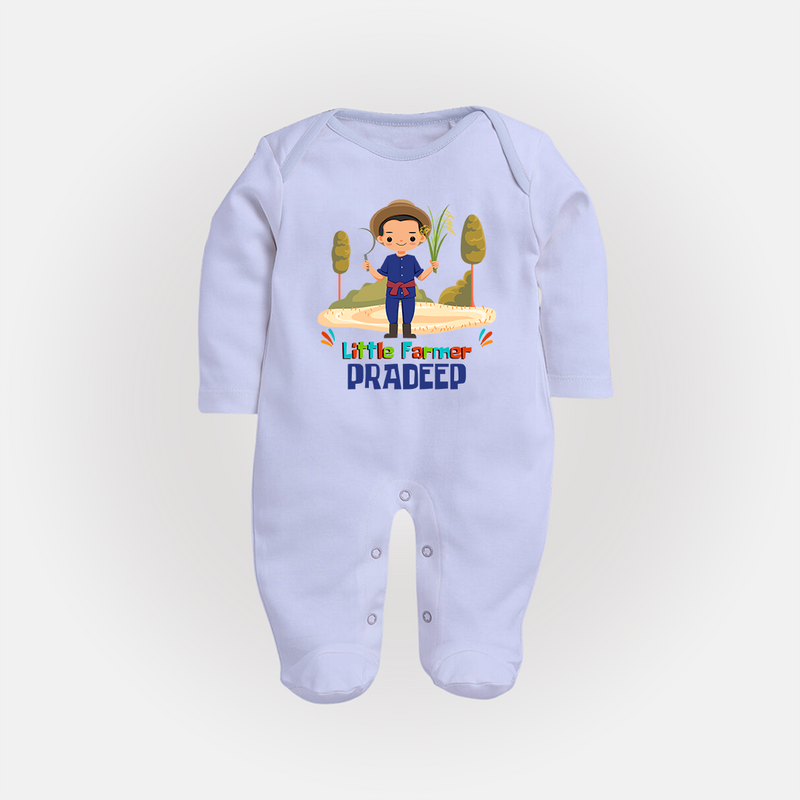 Future Farmer Sleep Suit | Profession-Themed Name Sleep Suit - BABY BLUE - New Born (Chest 7.5")