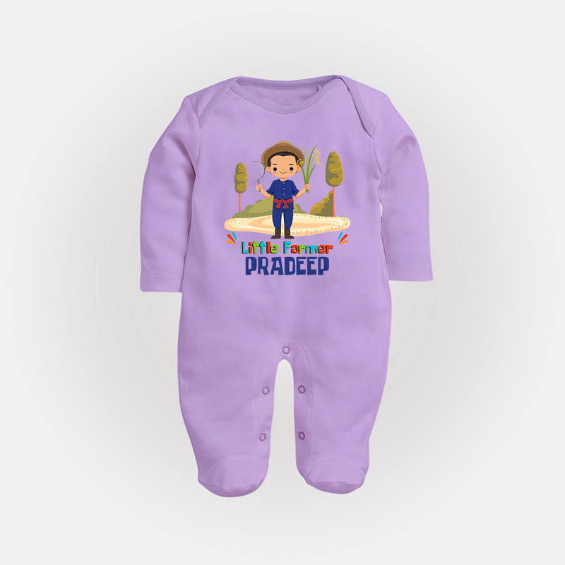 Future Farmer Sleep Suit | Profession-Themed Name Sleep Suit - LILAC - New Born (Chest 7.5")