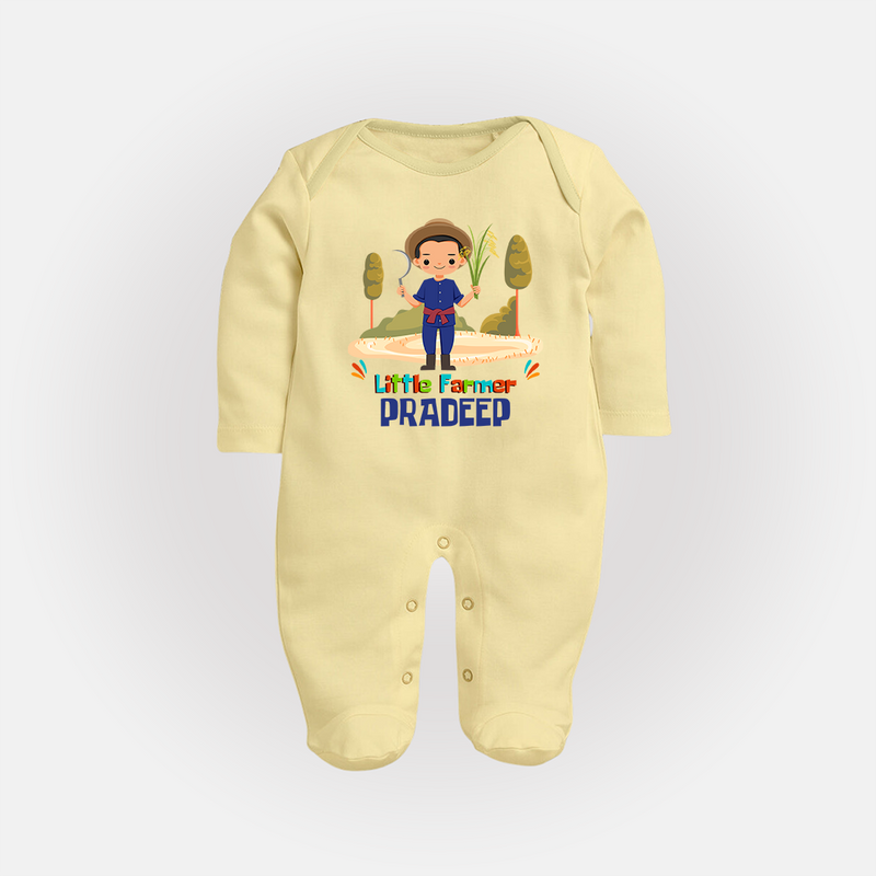Future Farmer Sleep Suit | Profession-Themed Name Sleep Suit - PASTEL YELLOW - New Born (Chest 7.5")