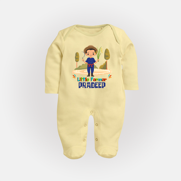 Future Farmer Sleep Suit | Profession-Themed Name Sleep Suit - PASTEL YELLOW - New Born (Chest 7.5")