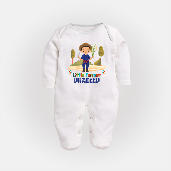 Future Farmer Sleep Suit | Profession-Themed Name Sleep Suit - WHITE - New Born (Chest 7.5")