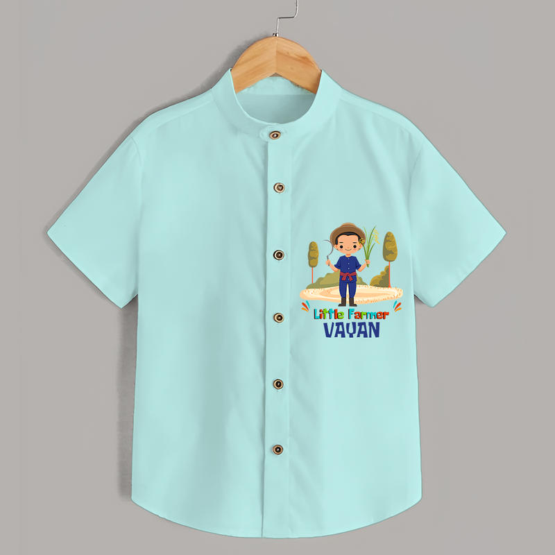 Little Farmer Boy Shirt - ARCTIC BLUE - 0 - 6 Months Old (Chest 21")