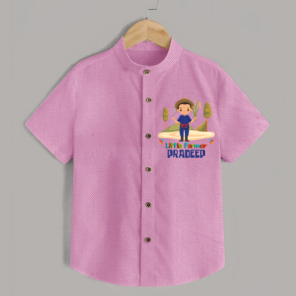 Future Farmer Shirt | Profession-Themed Name Shirt - BABY PINK - 0 - 6 Months Old (Chest 23")