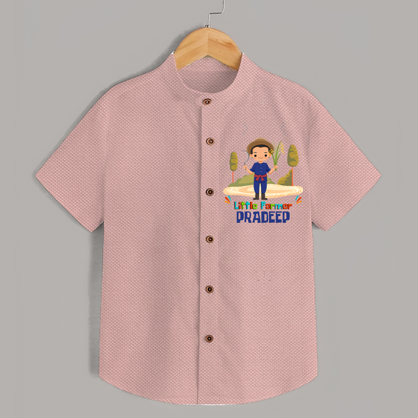 Future Farmer Shirt | Profession-Themed Name Shirt - PEACH - 0 - 6 Months Old (Chest 23")