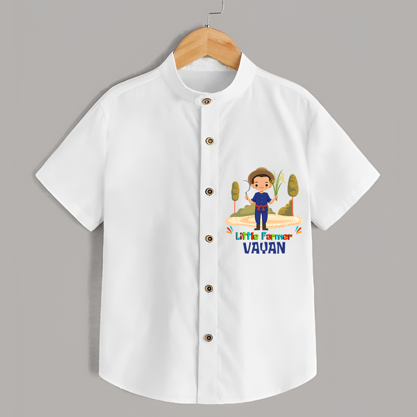 Little Farmer Boy Shirt - WHITE - 0 - 6 Months Old (Chest 21")