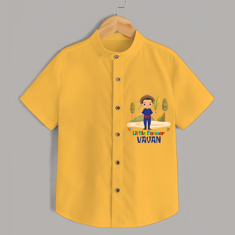 Little Farmer Boy Shirt - YELLOW - 0 - 6 Months Old (Chest 21")