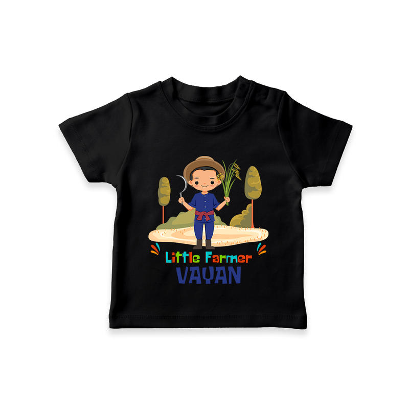 Little Farmer Boy T-Shirt - BLACK - 0 - 5 Months Old (Chest 17")