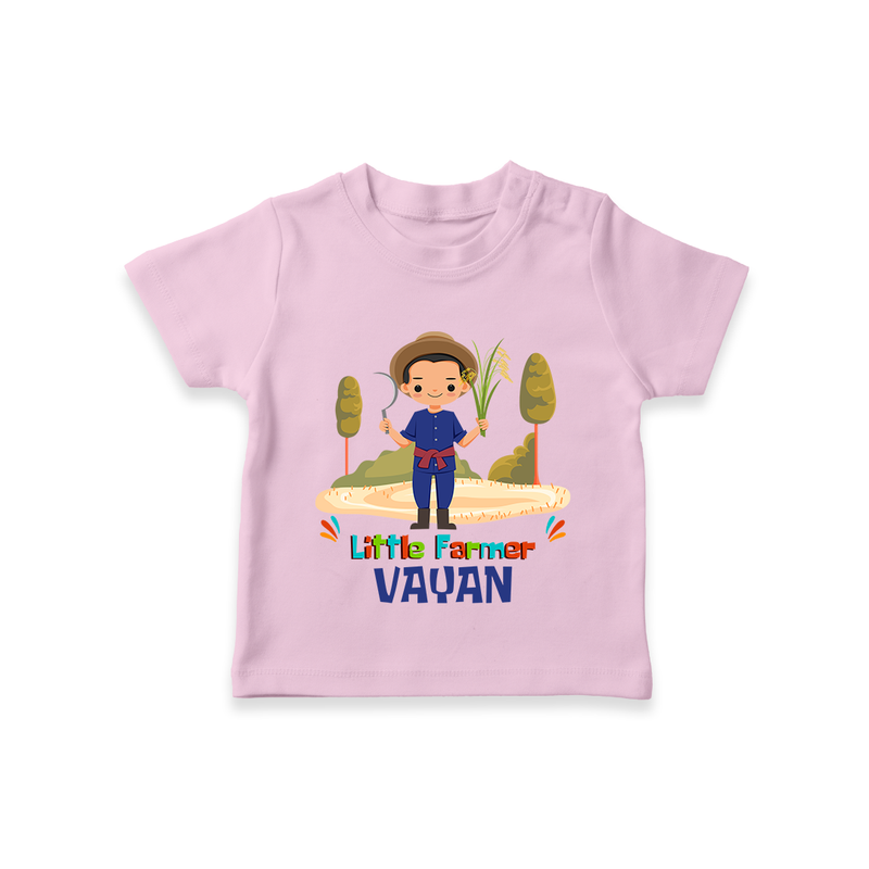 Little Farmer Boy T-Shirt - PINK - 0 - 5 Months Old (Chest 17")