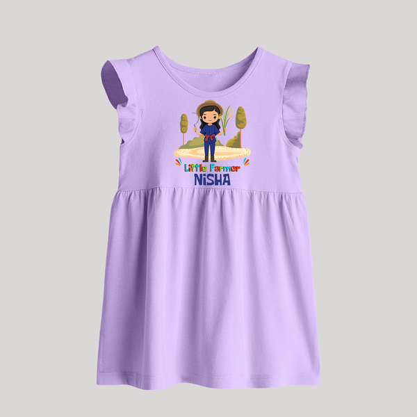 Future Farmer Baby Frock | Soft Cotton Personalized Baby Frock - LILAC - 0 - 3 Months Old (Chest 17")
