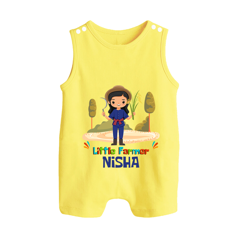 Future Farmer Romper Suit | Soft Cotton Personalized Romper Suit - PASTEL YELLOW - 0 - 5 Months Old (Chest 18")