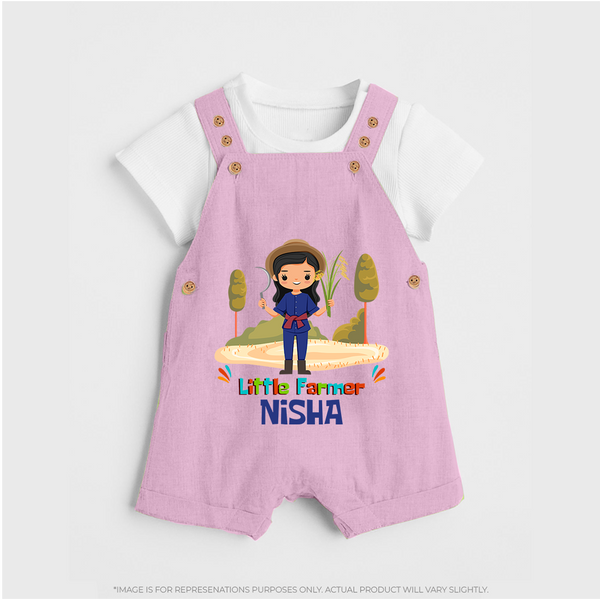 Future Farmer Dungaree Set | Soft Cotton Personalized Dungaree Set - BABY PINK - 0 - 5 Months Old (Chest 18")