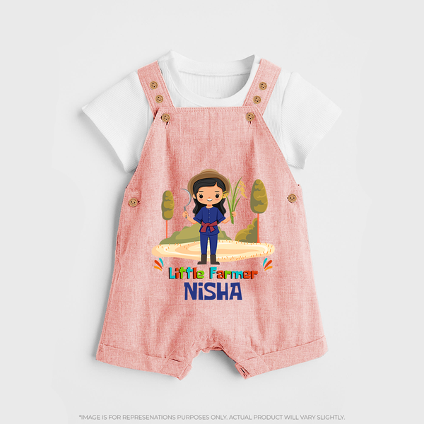 Future Farmer Dungaree Set | Soft Cotton Personalized Dungaree Set - PEACH - 0 - 5 Months Old (Chest 18")