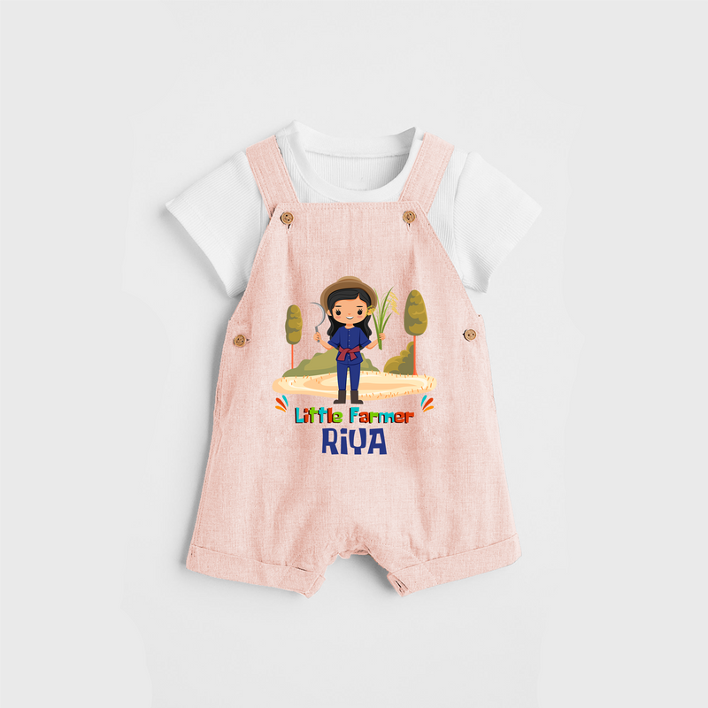 Little Farmer Girl Dungaree - PEACH - 0 - 3 Months Old (Chest 17")