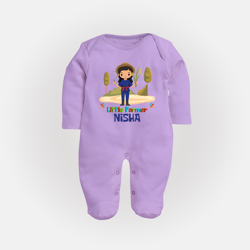 Future Farmer Sleep Suit | Soft Cotton Personalized Sleep Suit - LILAC - New Born (Chest 7.5")