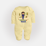 Future Farmer Sleep Suit | Soft Cotton Personalized Sleep Suit - PASTEL YELLOW - New Born (Chest 7.5")