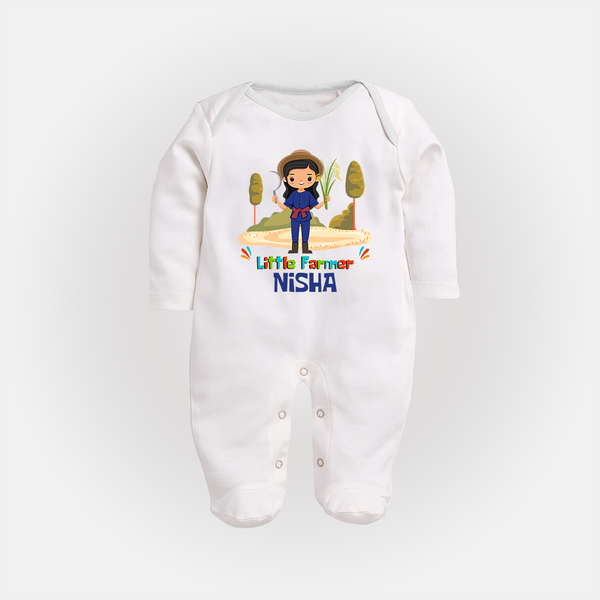 Future Farmer Sleep Suit | Soft Cotton Personalized Sleep Suit - WHITE - New Born (Chest 7.5")