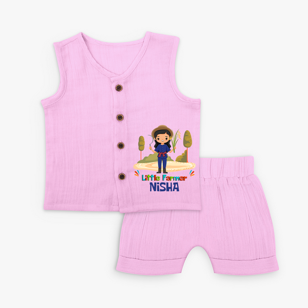 Future Farmer Jabla Set | Soft Cotton Personalized Jabla Set - BABY PINK - 0 - 3 Months Old (Chest 9.8")