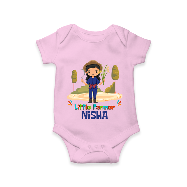 Future Farmer Romper / Onesie | Soft Cotton Personalized Romper / Onesie - BABY PINK - New Born (Chest 14")