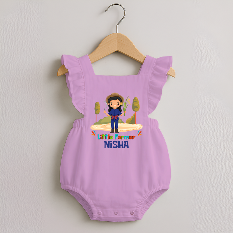 Future Farmer Romper Frock | Soft Cotton Personalized Romper Frock - BABY PINK - 0 - 3 Months Old (Chest 19")