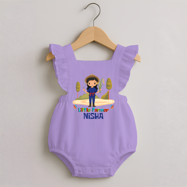 Future Farmer Romper Frock | Soft Cotton Personalized Romper Frock - LILAC - 0 - 3 Months Old (Chest 19")