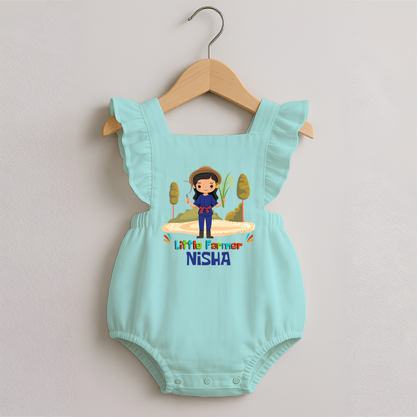 Future Farmer Romper Frock | Soft Cotton Personalized Romper Frock - MINT GREEN - 0 - 3 Months Old (Chest 19")