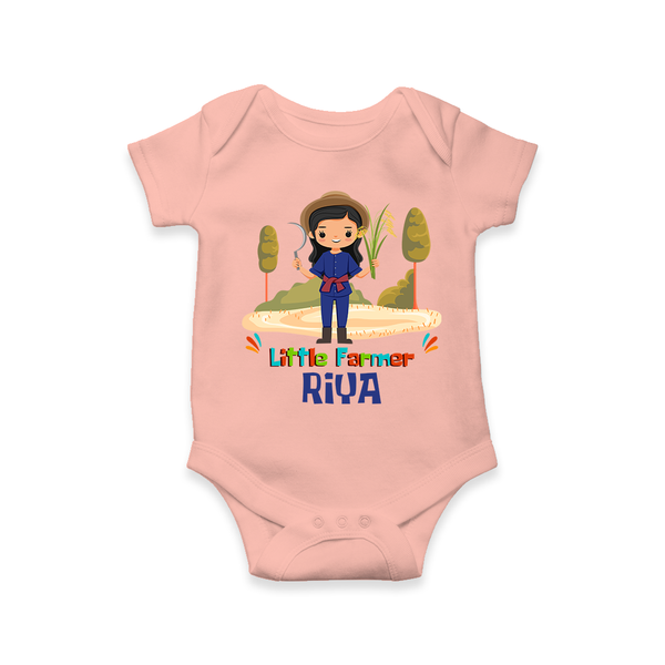 Little Farmer Girl Onesie - PEACH - 0 - 3 Months Old (Chest 16")