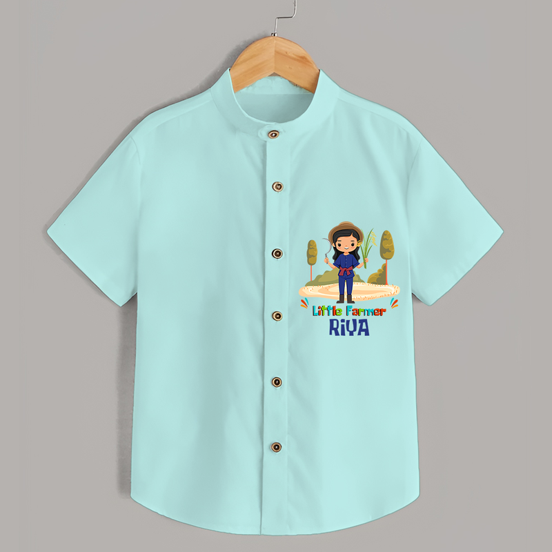 Little Farmer Girl Shirt - ARCTIC BLUE - 0 - 6 Months Old (Chest 21")