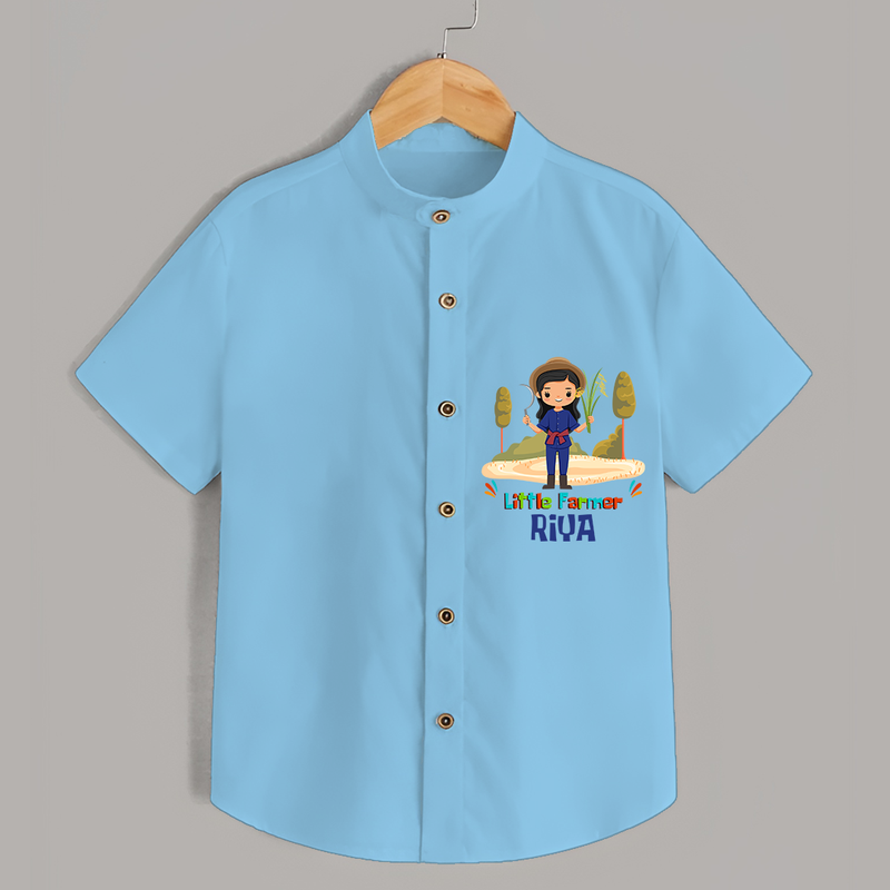Little Farmer Girl Shirt - SKY BLUE - 0 - 6 Months Old (Chest 21")