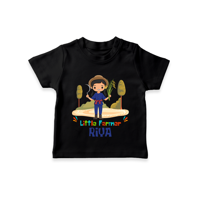 Little Farmer Girl T-Shirt - BLACK - 0 - 5 Months Old (Chest 17")