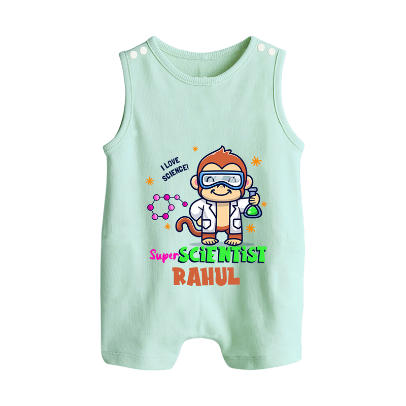Future Scientist Romper Suit | Cute Baby Romper Suit with Name - MINT GREEN - 0 - 5 Months Old (Chest 18")