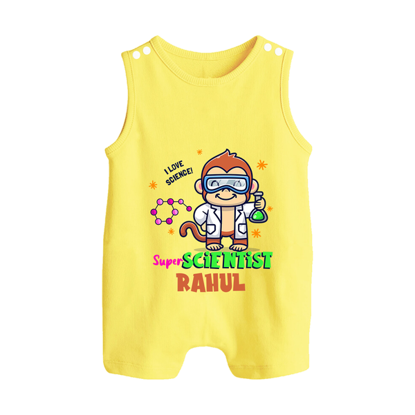 Future Scientist Romper Suit | Cute Baby Romper Suit with Name - PASTEL YELLOW - 0 - 5 Months Old (Chest 18")