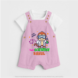 Future Scientist Dungaree Set | Cute Baby Dungaree Set with Name - BABY PINK - 0 - 5 Months Old (Chest 18")