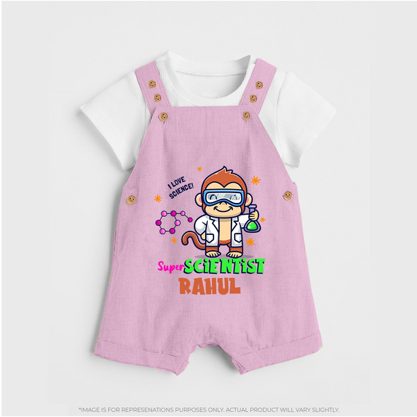 Future Scientist Dungaree Set | Cute Baby Dungaree Set with Name - BABY PINK - 0 - 5 Months Old (Chest 18")