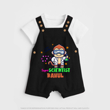 Future Scientist Dungaree Set | Cute Baby Dungaree Set with Name - BLACK - 0 - 5 Months Old (Chest 18")