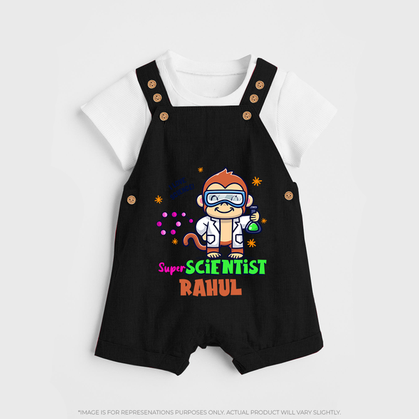 Future Scientist Dungaree Set | Cute Baby Dungaree Set with Name - BLACK - 0 - 5 Months Old (Chest 18")