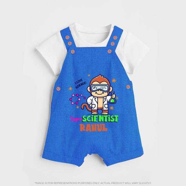 Future Scientist Dungaree Set | Cute Baby Dungaree Set with Name - COBALT BLUE - 0 - 5 Months Old (Chest 18")