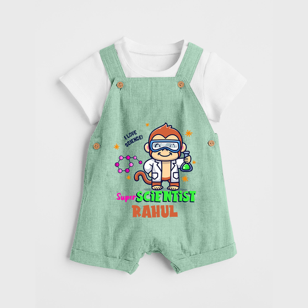 Future Scientist Dungaree Set | Cute Baby Dungaree Set with Name - MINT GREEN - 0 - 5 Months Old (Chest 18")