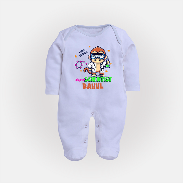 Future Scientist Sleep Suit | Cute Baby Sleep Suit with Name - BABY BLUE - New Born (Chest 7.5")