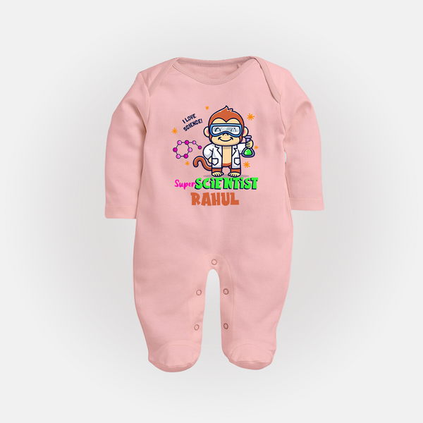Future Scientist Sleep Suit | Cute Baby Sleep Suit with Name - BABY PINK - New Born (Chest 7.5")