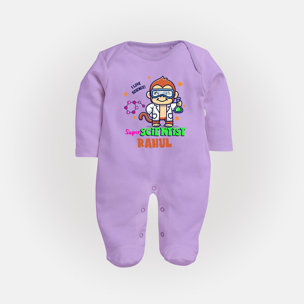 Future Scientist Sleep Suit | Cute Baby Sleep Suit with Name - LILAC - New Born (Chest 7.5")