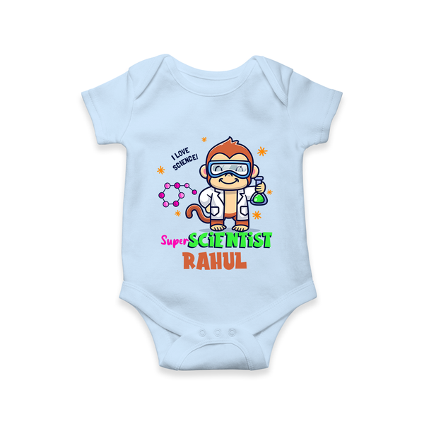 Future Scientist Romper / Onesie | Cute Baby Romper / Onesie with Name - BABY BLUE - New Born (Chest 14")